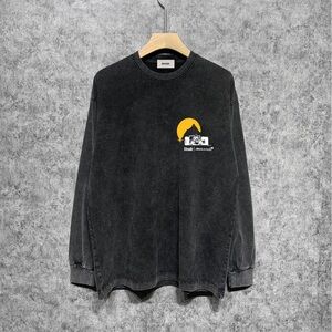 Rhude Charcoal Long Sleeve with Yellow Graphic